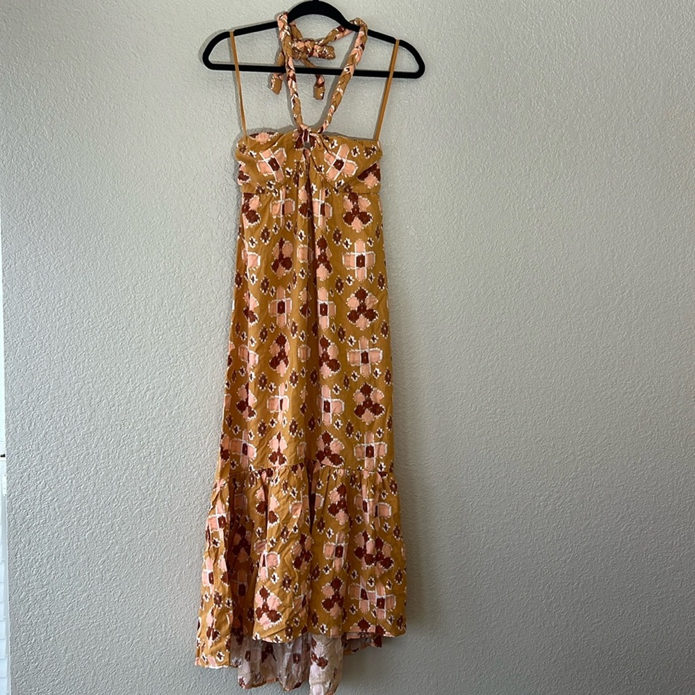 Aerie floral braided halter maxi linen blend sundress size small NWT